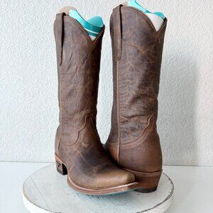 Lane EMMA JANE Womens Cowboy Boots 7.5 Cognac Brown Leather Western Cowgirl Tall